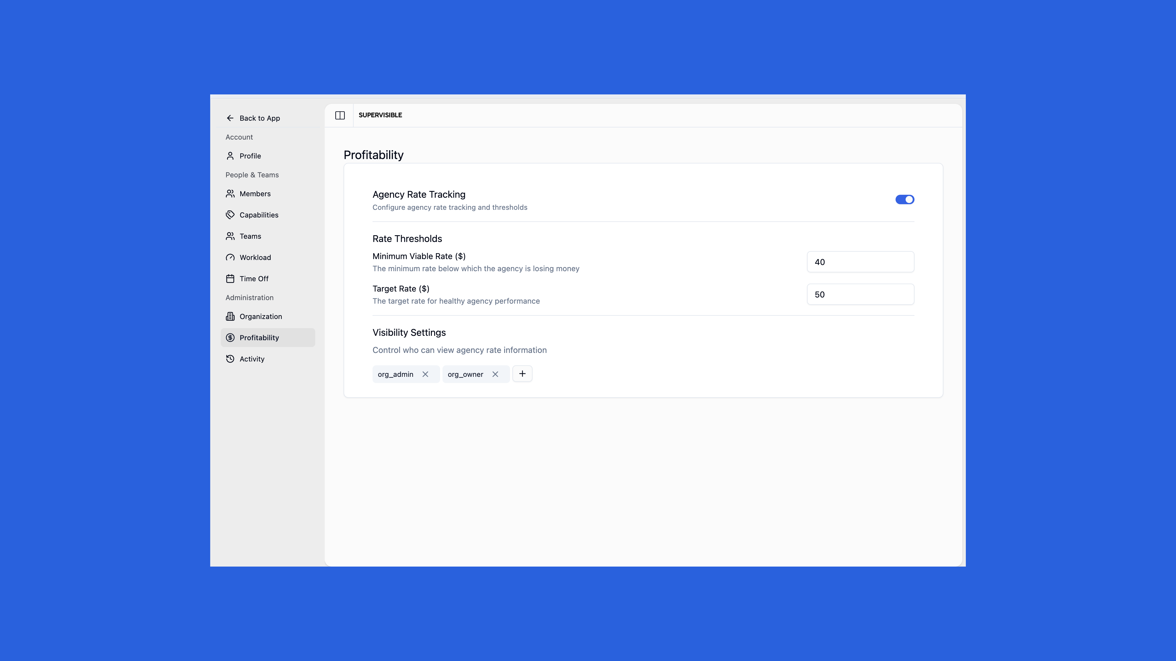 Profitability Settings