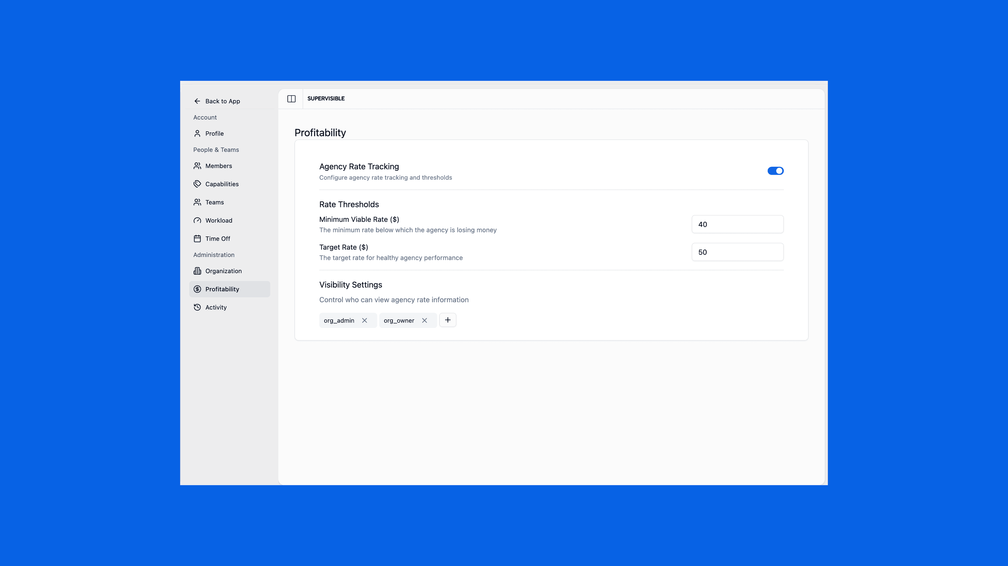 Profitability Settings