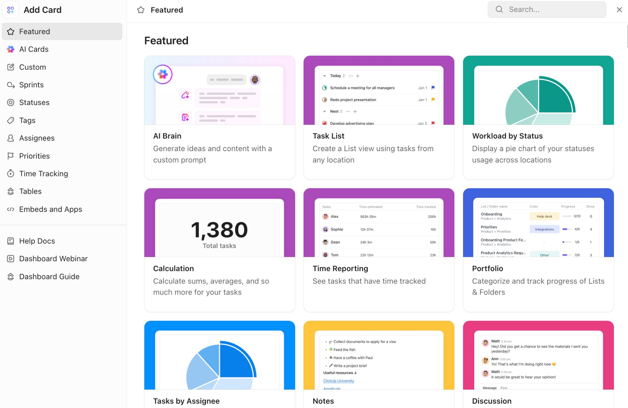 ClickUp workload management interface